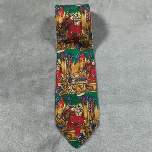Vintage Robert‎ Talbott Tie Christmas Santa Claus Silk Made In USA 57.5x3.75 Dog